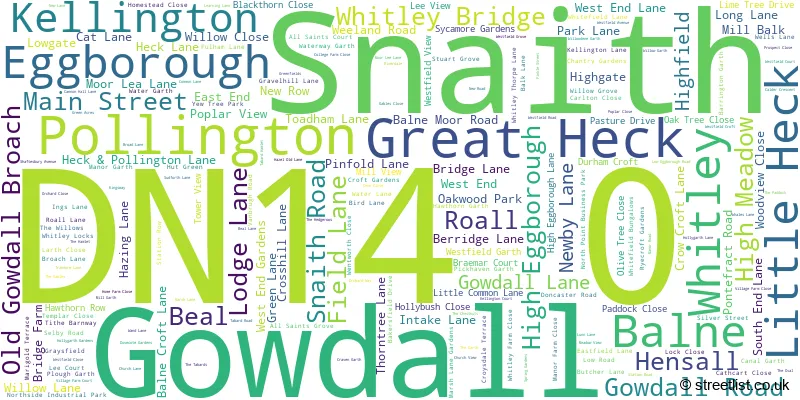 A word cloud for the DN14 0 postcode